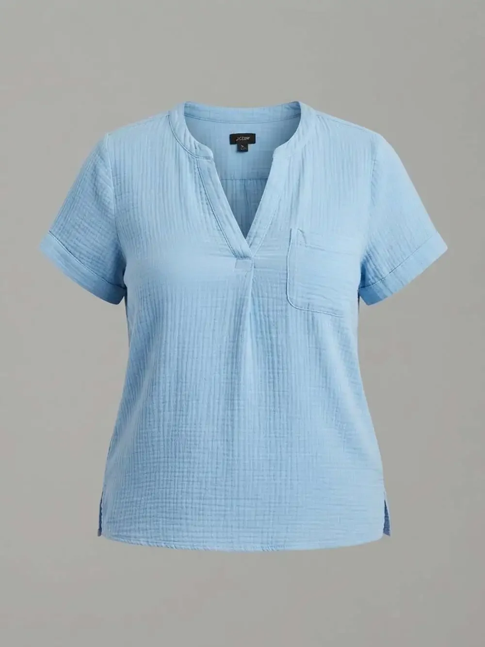 J. Crew Gauze V-Neck Shirt Size XXL Light Blue